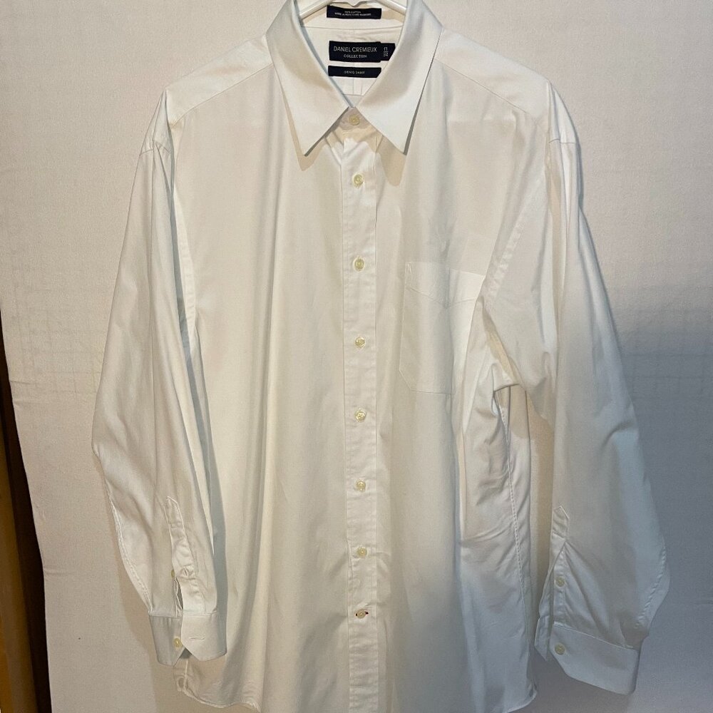 DANIEL CREMIEUX White 100% Cotton Dress shirt with spread collar 17/34